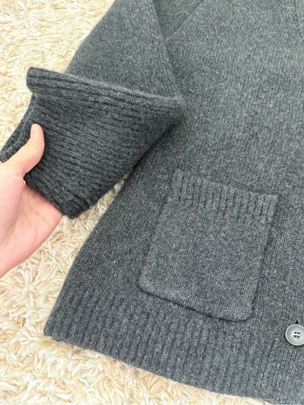 NAADAM Charcoal Button Front V-Neck Cardigan - Picture 5 of 5